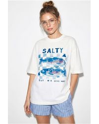 Bianco Lucci - Oversized Printed Crew Neck T-Shirt - Lyst