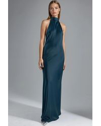 Hiccup - Halter Neck Satin Maxi Dress - Lyst