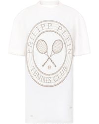 Philipp Plein - Open Back T-Shirt Mini Dress Tennis Club - Lyst