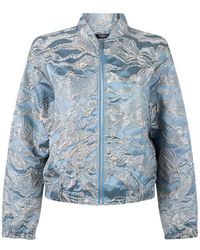Jansen Amsterdam - Qwen Jasje 219 Gj Bomber Long Sleeve Jacquard 000750 Aquamarijn - Lyst