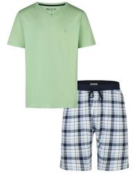 Phil & Co. Berlin - Shortama Korte Pyjama Set Groen/Blauw Geruit - Lyst