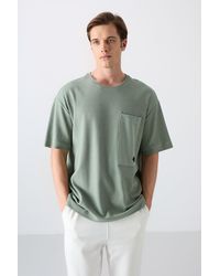 TOMMY LIFE - Oversized Cotton-Blend Crew Neck T-Shirt With Pocket - Lyst