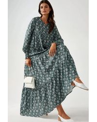Hiccup - Printed Crew Neck Viscose Maxi Dress - Lyst