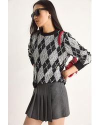 Bianco Lucci - Damen Rundhals Strickpullover Mit Rautenmuster - Lyst