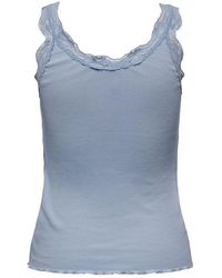 ONLY - Enkel Lichtblauwe Katoenen Tanktops - Lyst