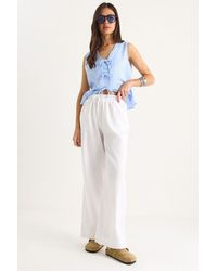 Bianco Lucci - Elastic Waist Straight Leg Pants - Lyst