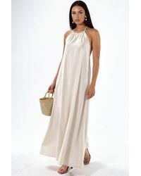 Hiccup - Linen Blend Halter Neck Maxi Dress - Lyst