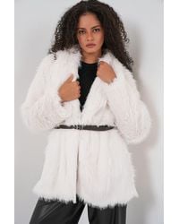 Bigdart - Long Oversized Faux Fur Coat With Belt - Lyst