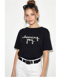 Bianco Lucci - Cotton Boat Neck Printed T-Shirt - Lyst