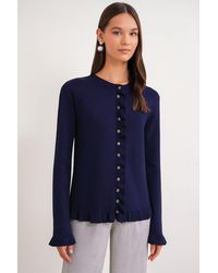 MixRay - Frilly Ribbed Knit Cardigan - Lyst
