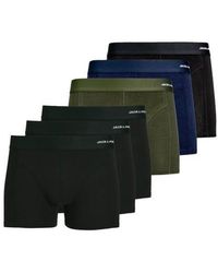 Jack & Jones - Boxershorts Trunks Effen Jacbasic Bamboe 6-Pack Groen/Blauw/Zwart - Lyst