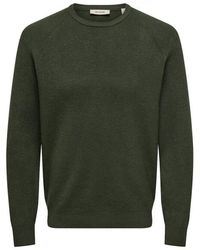 Only & Sons - Onsalfi Reg Ls Crew Knit Camp Cs Donker - Lyst
