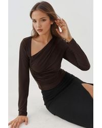 Hiccup - Asymmetrical Collar Long Sleeve Soft Touch Knitted Top - Lyst