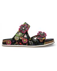 Laura Vita - Brcyano 32 Floral Leather Strappy Slipper Sandals - Lyst