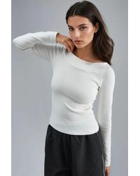 Busem - Slim Fit Geribbelde Bootneck Blouse - Lyst
