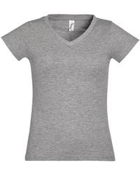 Sol's - Ladies Moon V Neck Short Sleeve T-Shirt Marl) Cotton - Lyst