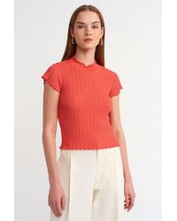 Dilvin - Slim Fit Geribbelde Halve Coltrui - Lyst