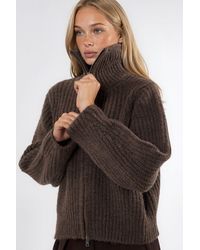 Hiccup - Thick Textured Turtleneck Zip-Up Cardigan - Lyst