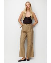 MixRay - High Waist Textured Wide Leg Belted Pants - Lyst