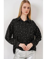 Bigdart - Oversized Long Sleeve Printed Shirt With Pocket - Lyst