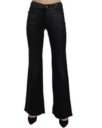 John Galliano - Zwarte Gewassen Hoge Taille Uitlopende Denim Casual Broek Jeans - Lyst