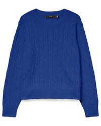 Vero Moda - Vmaries Ls O-Neck Cable Pullover Bf Kobalt - Lyst