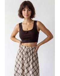 MixRay - Fitted Square-Neck Crop Tank Top - Lyst