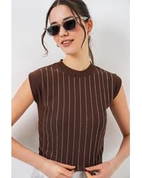Bigdart - Crew Neck Slim Fit Embellished Blouse - Lyst