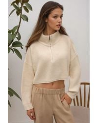 Hiccup - Thick Knitwear Crop Sweater With Zipper Collar - Lyst