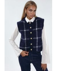 Hiccup - Plaid Crew Neck Sweater Vest With Buttons - Lyst