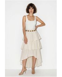 Bianco Lucci - High-Waist Cotton Poplin Midi Skirt - Lyst