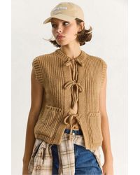 Bianco Lucci - Textured Knitwear Waistcoat With Tie Closure - Lyst
