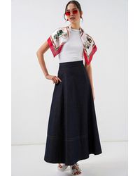 Bigdart - High Waist Denim A-Line Maxi Skirt With Pockets - Lyst
