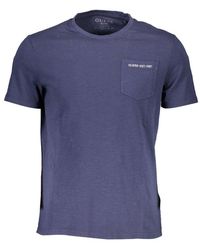 Guess - Blauw Katoenen T-Shirt - Lyst