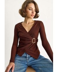 Bianco Lucci - Double Breasted Blouse With Accessory Detail - Lyst