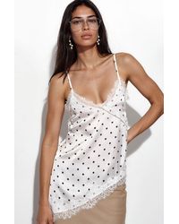 Busem - Polka Dot Satin V-Neck Cami Blouse - Lyst