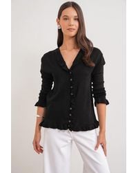 MixRay - Frilly Ribbed Knit Cardigan - Lyst