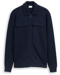 Tom Tailor - Structured Polo Collar Sweat Jacket - Lyst