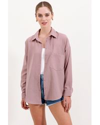 Bigdart - Linen Blended Shirt With Button Closure - Lyst