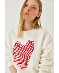 Bianco Lucci - Embroidered Crew Neck Cotton Sweatshirt - Lyst