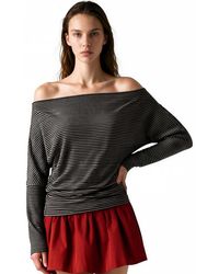 Busem - Striped Cowl Neck Long Sleeve Blouse - Lyst