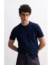 Giesto - Solid Crew Neck Cotton T-Shirt - Lyst