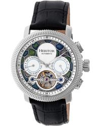 Heritor - Aura Semi-Skeleton Leather-Band Watch - Lyst