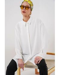 Bigdart - Oversized Long Sleeve Button-Up Blouse With Shirt Collar - Lyst