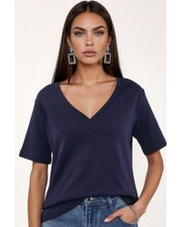 Busem - V-Neck Solid Regular Fit Cotton T-Shirt - Lyst