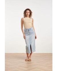 Smashed Lemon - Lichtblauwe Midi Rok Met Split - Lyst