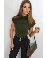 Busem - Fitted Mock Neck Cap Sleeve Knitted Blouse - Lyst