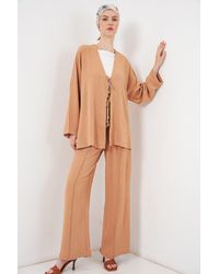 Bigdart - Textured V-Neck Long Cardigan And Pants Set - Lyst