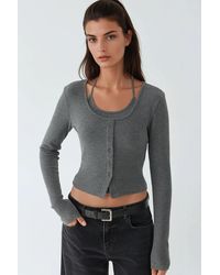 Hiccup - Textured Crew Neck Long Sleeve 2 Pieces Set Top - Lyst