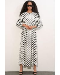 Bigdart - Floral Crew Neck Maxi Knit Dress With Bow Detail - Lyst